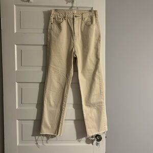 Zulu & Zephyr Cream Raw Hem High Rise Jean
